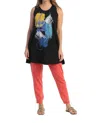 Jess & Jane Sunrise Mineral Washed Cotton Sleeveless Top In Black In Black