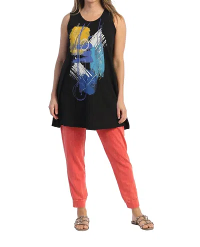 Jess & Jane Sunrise Mineral Washed Cotton Sleeveless Top In Black
