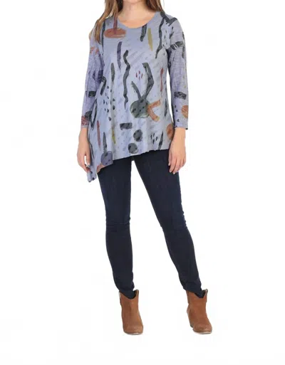Jess & Jane Surprise Double Knit Asymmetric Top In Ash Purple In Gray