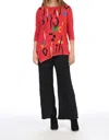 Jess & Jane Surprise Mineral Washed Dolman Sleeve Cotton Top In Scarlet In Red
