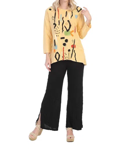 Jess & Jane Surprise Mineral Washed Patch Pocket Cotton Top In Wheat In Brown