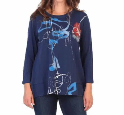 Jess & Jane Tenaya Cotton Layered Top In Deep Blue