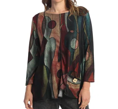 Jess & Jane Tom Tom French Brushed Knit Top - Plus In Multi