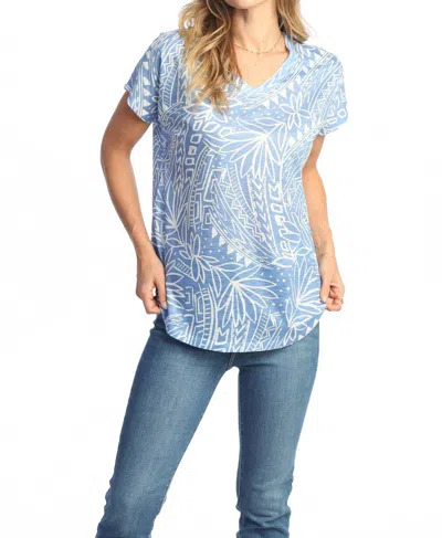 Jess & Jane Tropic Cap Sleeve Top - Plus In Blue
