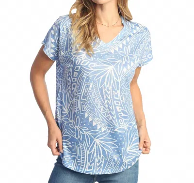Jess & Jane Tropic Cap Sleeve Top In Light Blue