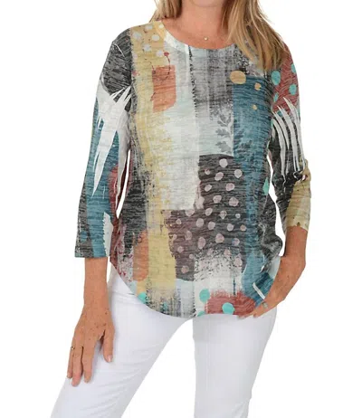 Jess & Jane Tundra Burnout Rounded Hem Top In Multi
