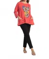 Jess & Jane Twins Mineral Washed Patch Pocket Cotton Top In Passion In Pink