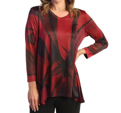 Jess & Jane Vera Slinky V-neck High Low Top In Red