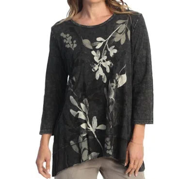 Jess & Jane Verde Mineral Washed Cotton Georgette Contrast Top In Black