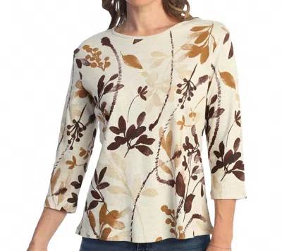 Jess & Jane Verde Printed Cotton Top - Plus In Beige In Multi