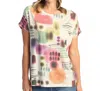Jess & Jane Verona Round Neck Drop Sleeve Top In Multicolor In Multi