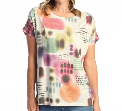 Jess & Jane Verona Round Neck Drop Sleeve Top In Multicolor