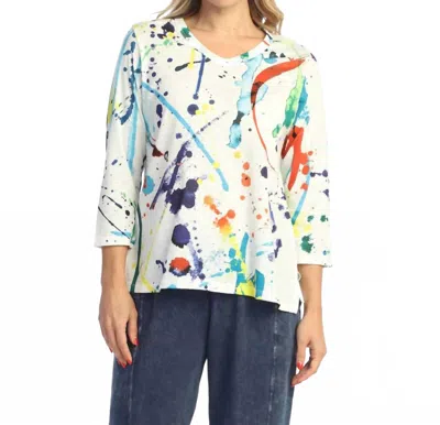 Jess & Jane V-neck Tulip Hem Top In Splash In Transparent