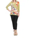Jess & Jane Water Color Light Terry Pocket Top In Citrus In Orange