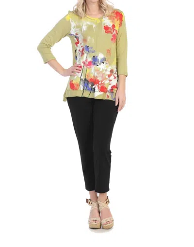 Jess & Jane Water Color Light Terry Pocket Top In Citrus In Orange