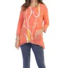Jess & Jane Willow Mineral Washed Mesh Contrast Top In Coral In Pink