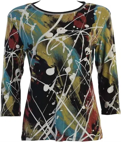 Jess & Jane Women's Abstract Printed Cotton Top In Multicolor