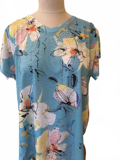 Jess & Jane Women Bora Bora Light Weight Tee In Aqua Pront In Blue