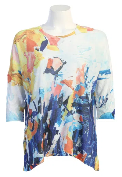 Jess & Jane Women's Bravo Button Accent Side Slit Top In Multi