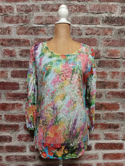 Jess & Jane Women's Bright Floral Mesh Tunic In Multicolor