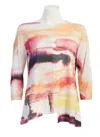 Jess & Jane Women's Cherry Double Knit Contrast Top In Multicolor In Multi