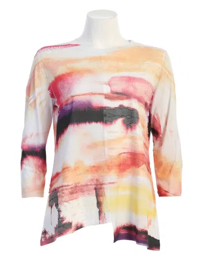 Jess & Jane Women's Cherry Double Knit Contrast Top In Multicolor