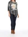 Jess & Jane Women's Chit Chat Double Knit Asymmetrical Top In Grey In Gray