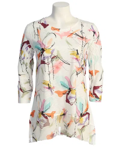 Jess & Jane Women's Elena Chiffon Hem Top In Animal Print In Multi