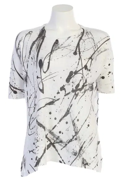 Jess & Jane Women's Heavenly Light Weight Dolman Knit Top In Black Paint Splatter In Multi
