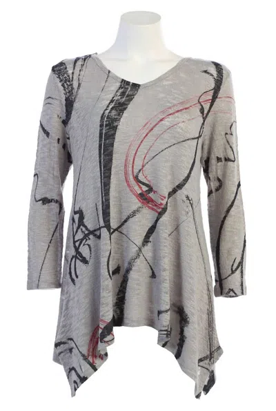 Jess & Jane Women's Matilda Sweater Knit Tunic In Grey Multi In Gray