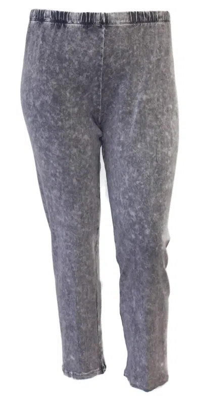 Jess & Jane Women's Mineral Washed Ankle Legging Pant In Midnight In Gray