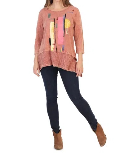 Jess & Jane Women's Mineral Washed Asymmetric Top In Urban In Red