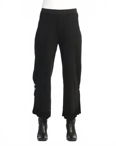 Jess & Jane Women's Mineral Washed Wide Leg Ankle Pant In Jet Black