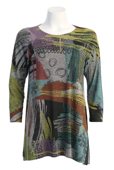 Jess & Jane Women's Morocco Raglan Slinky Top In Green In Multi