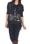 Jess & Jane Women's Parisian Mineral Washed Cotton Dolman Sleeve Top In Black In Black