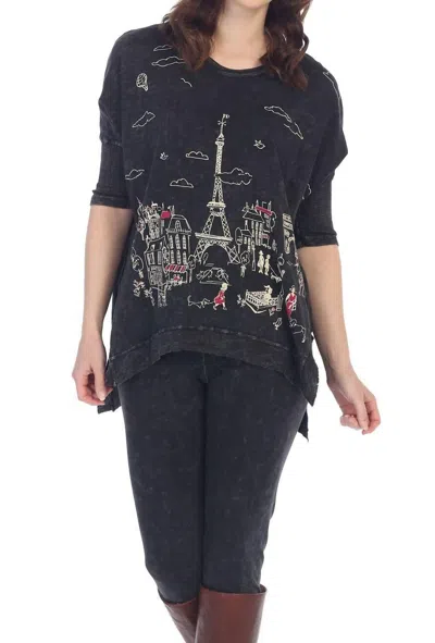 Jess & Jane Women's Parisian Mineral Washed Cotton Dolman Sleeve Top In Black