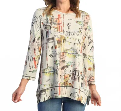 Jess & Jane Women's Paseo Diagonal Side Slit Top In Multi