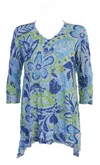 Jess & Jane Women's Simply Crushed Melange Tunic In Blue In Blue