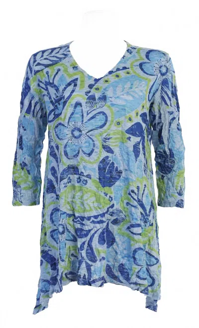 Jess & Jane Women's Simply Crushed Melange Tunic In Blue