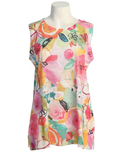 Jess & Jane Women's Sleeveless Top In Sangria Burnout