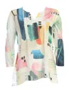 Jess & Jane Women's Slit V-neck Chiffon Contrast Top In Dreaming In Multi