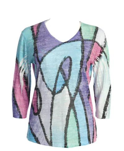 Jess & Jane Women's Sonata Burnout Sublimation Top In Purple Multi