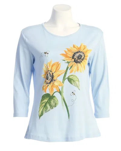 Jess & Jane Women's Sunny Garden Top - Plus In Blue
