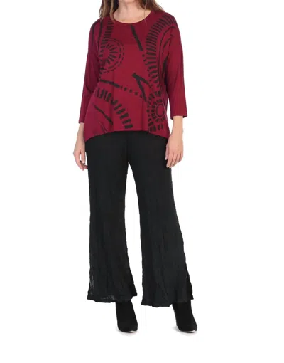 Jess & Jane Women's Travel Modal Print Top In Red In Animal Print