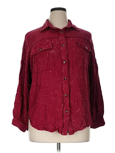 Pre-owned Jess Lea 3/4 Sleeve Button Down Shirt In Burgundy