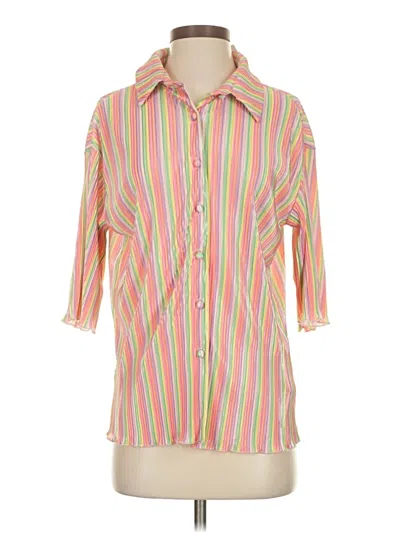 Jess Lea 3/4 Sleeve Button Down Shirt In Yellow