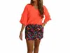 Jess Lea Amy Ruffle Sleeve Top In Neon Coral