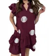 Jess Lea Baseball Sequin Dress In Burgundy In Brown