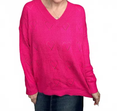 Jess Lea Be Mine Cut Out Heart Sweater In Hot Pink