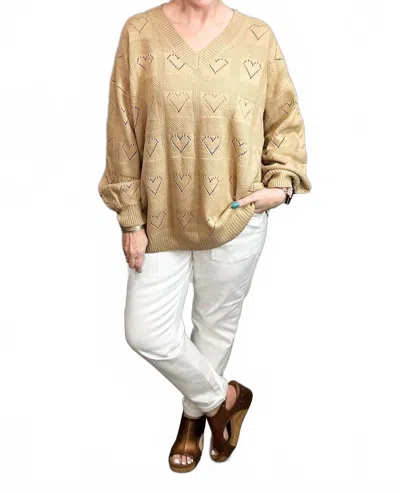 Jess Lea Be Mine Cut Out Heart Sweater In Taupe In Brown